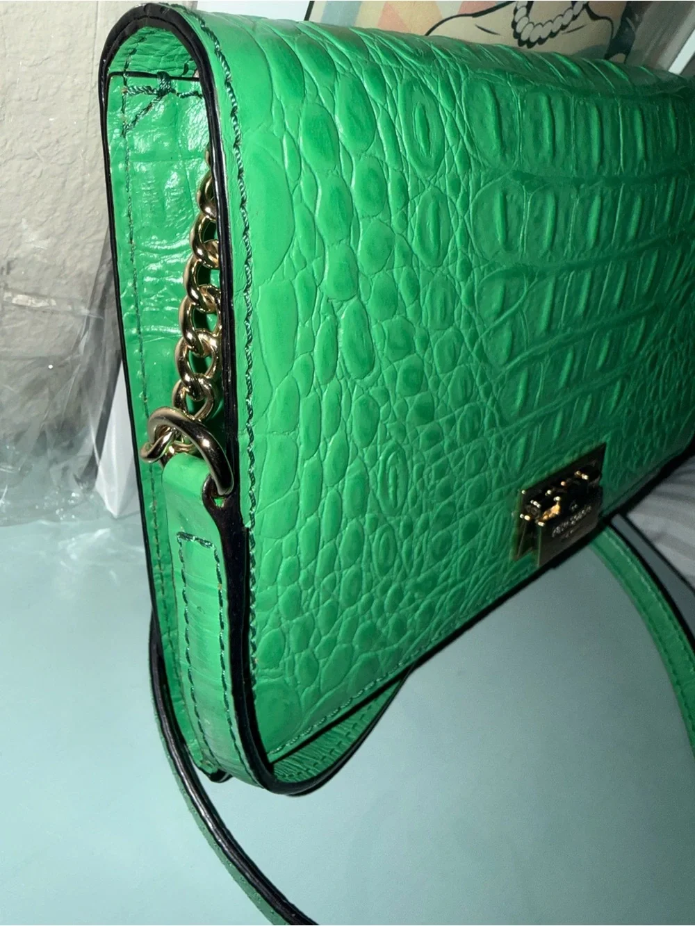 Kate Spade Croc-Embossed Orchard Valley Fiona Flap 2- Way COA Included